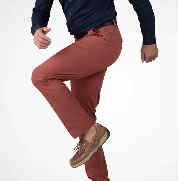 Tailor Vintage Slim Fit Chino Pants in Canyon Red Preppy Casual - Picture 2 of 10